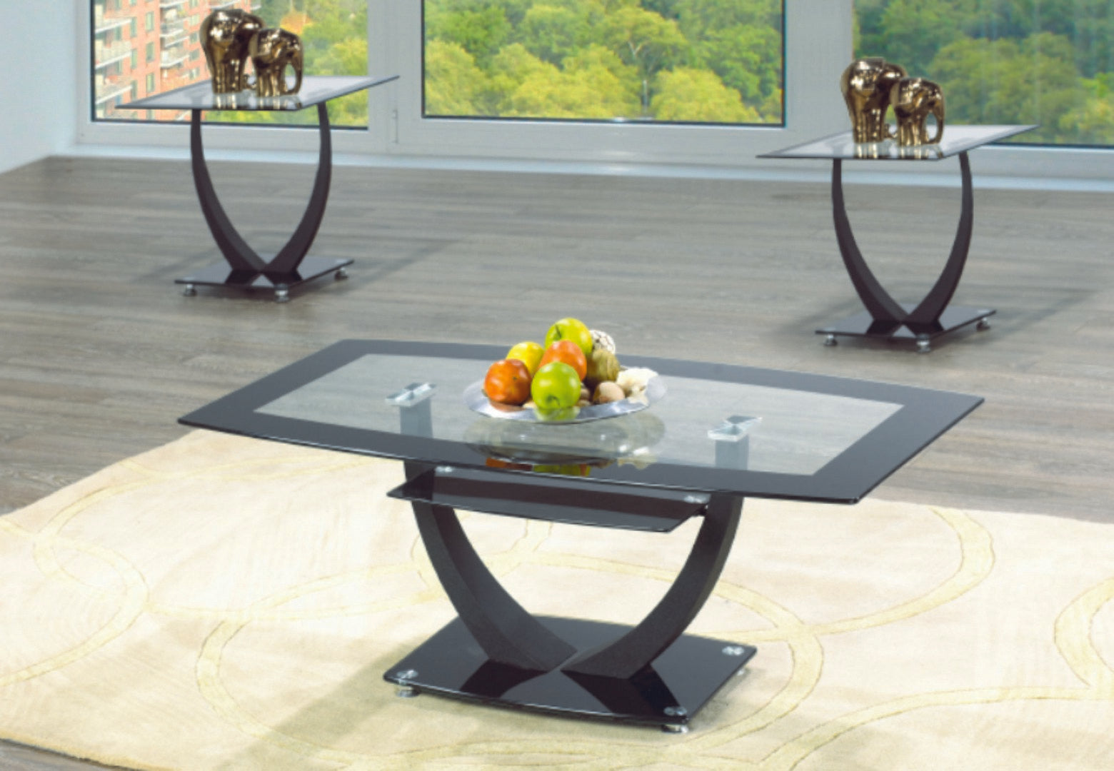 3pc Coffee Table Set Black 2007