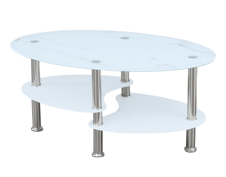 White Marble Glass Coffee Table 2029