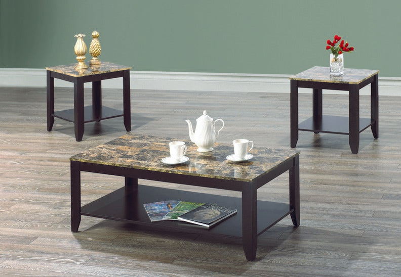 3PC Wooden Coffee Table Set #3218 Espresso