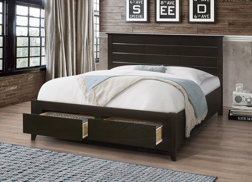 Espresso Bed with 2 Storage Drawers Collection