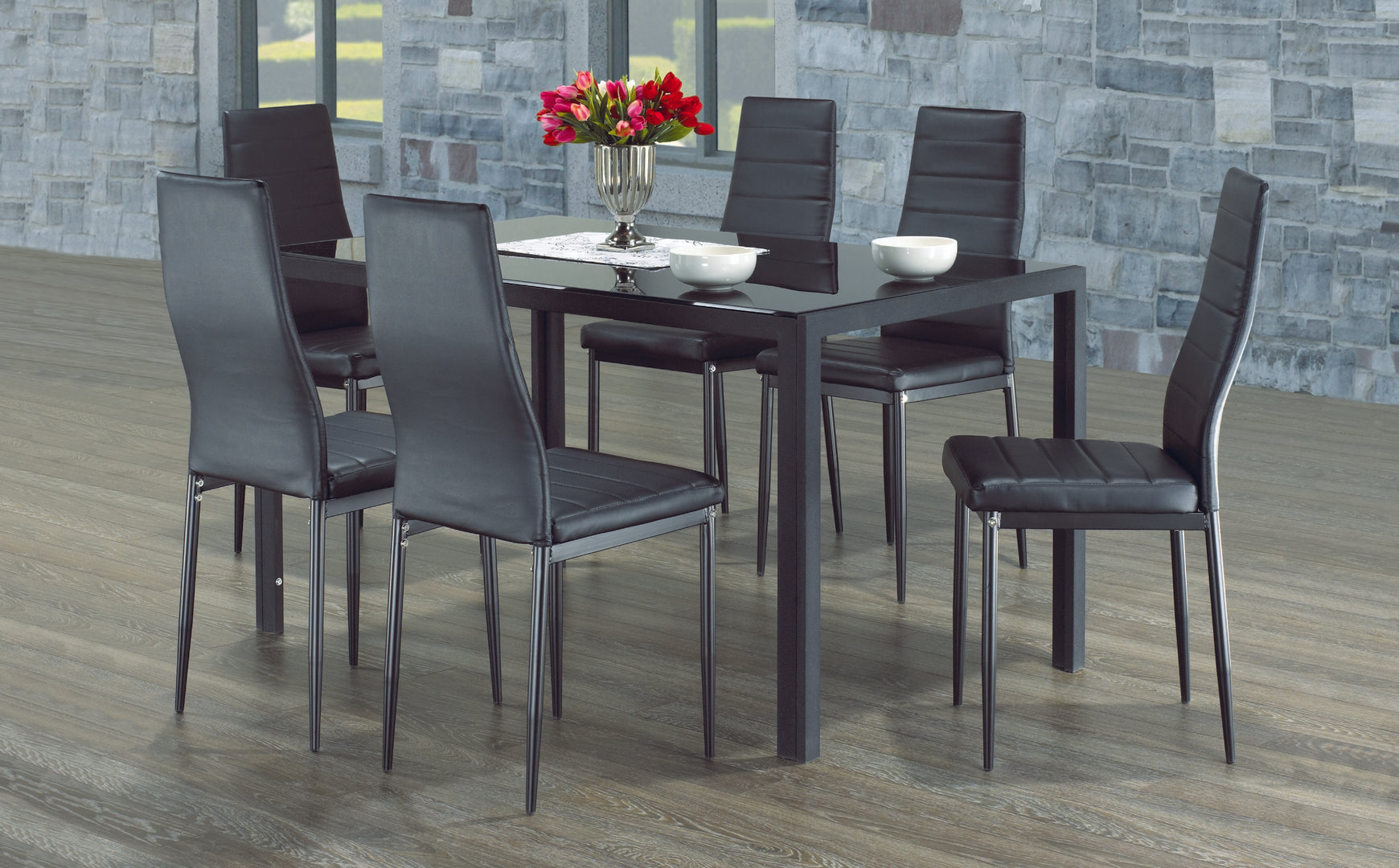 Black Tempered Glass Dining Table 5054