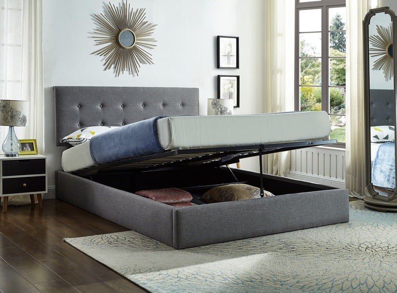 Hydraulic Lift Grey Fabric Bed 5445