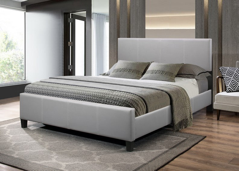 Grey PU Bed With Adjustable Height Headboard #5460