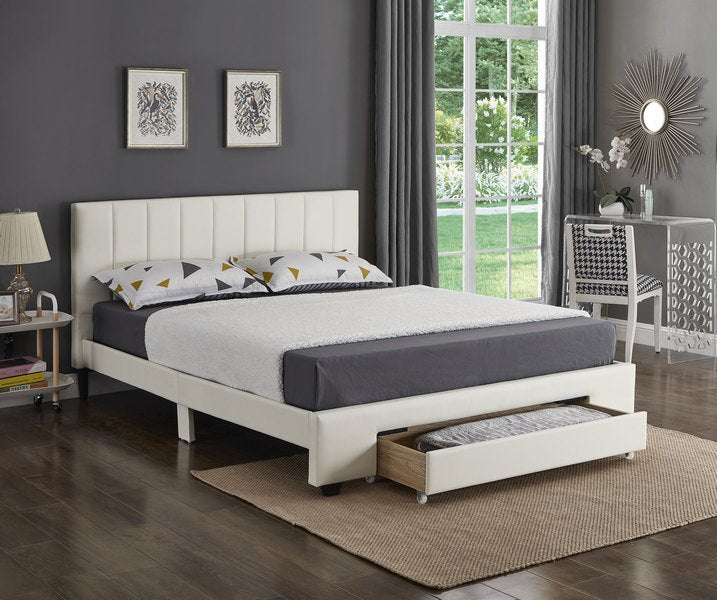 White PU Bed with Front Drawers 5482