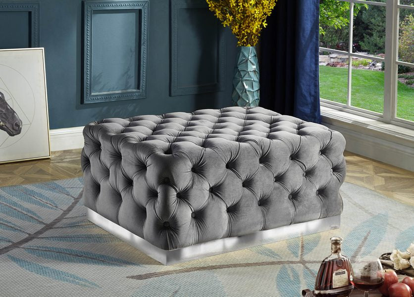 Grey Velvet Ottoman 6265