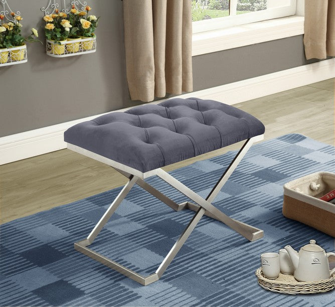 Grey Velvet Ottoman IF-6290