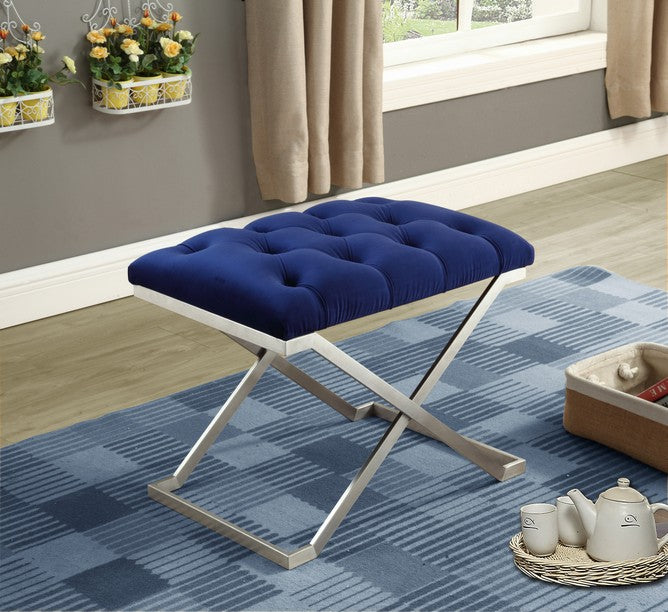 Blue Velvet Ottoman IF-6292