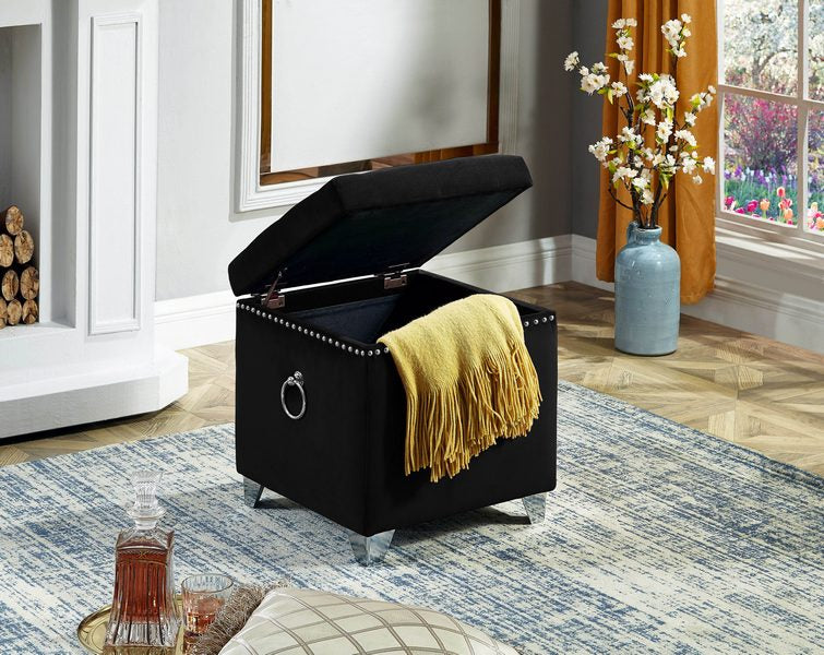 Black Velvet Storage Ottoman 6296 2