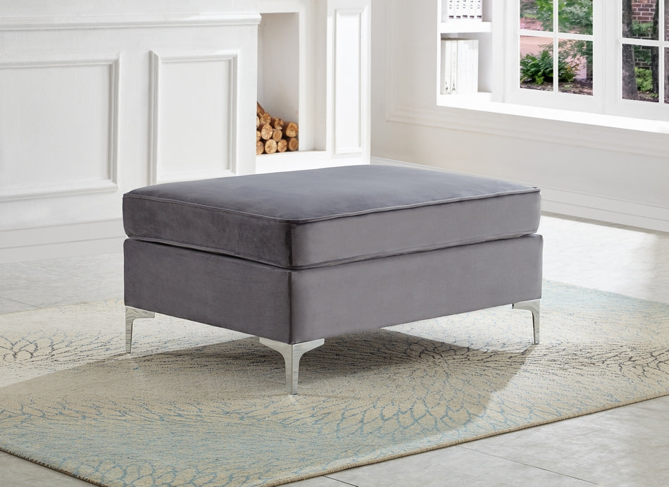 Velvet Fabric Sofa Set with Deep Tufting in Grey 8006