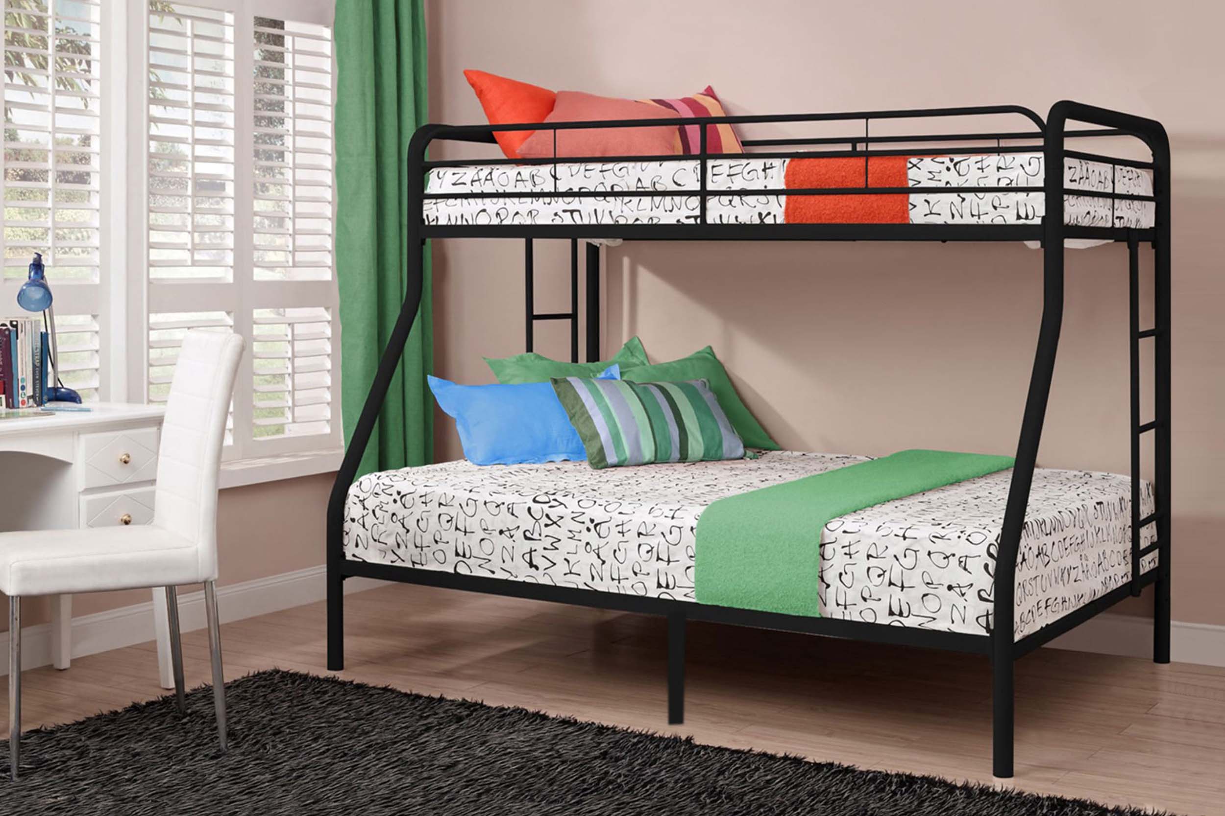 Metal Bunk Bed Double / Twin - Black 501BK