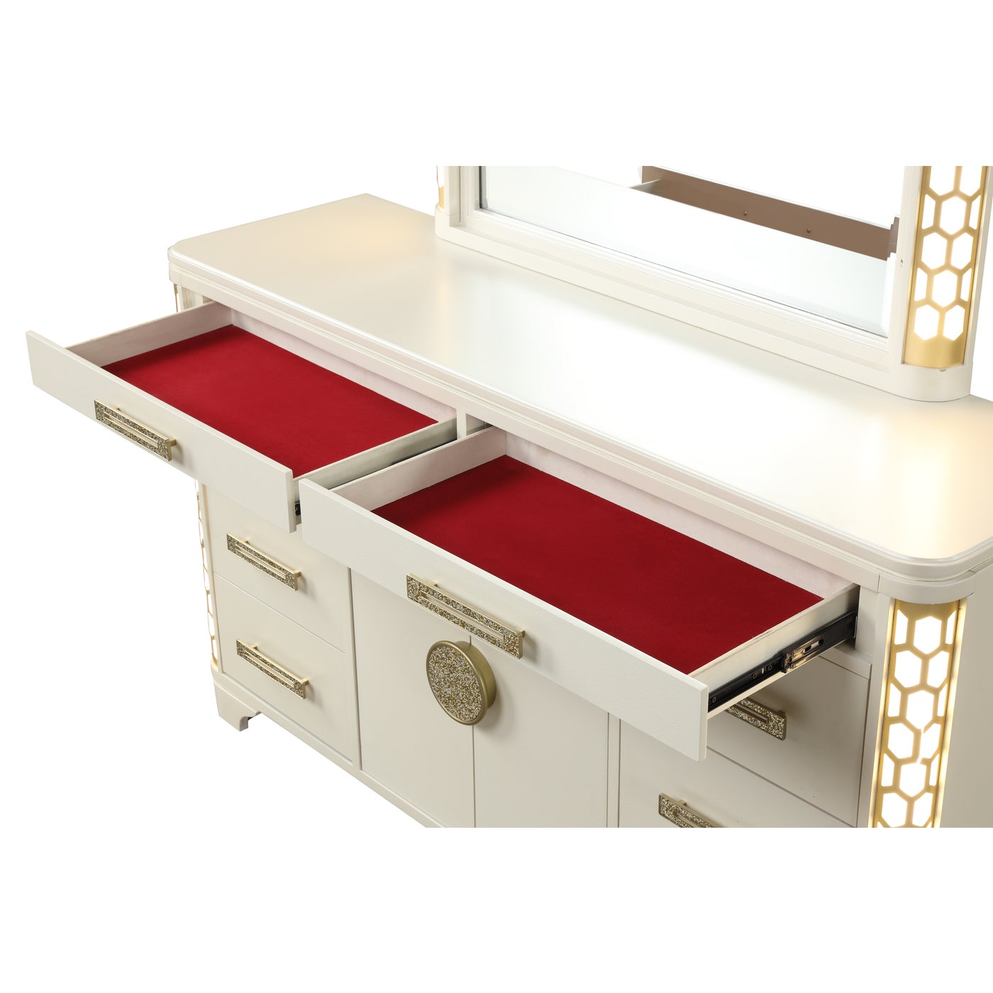 Jasmine Unique LED 6PC Bedroom Set Beige 1291