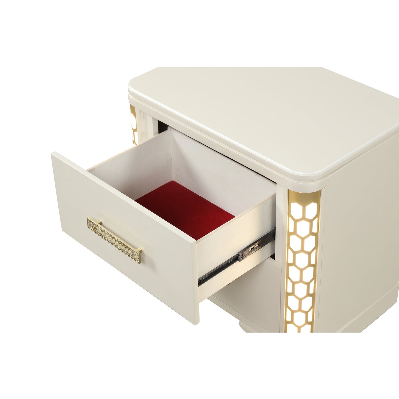 Jasmine Unique LED 2 Drawer Night Stand Beige 1291