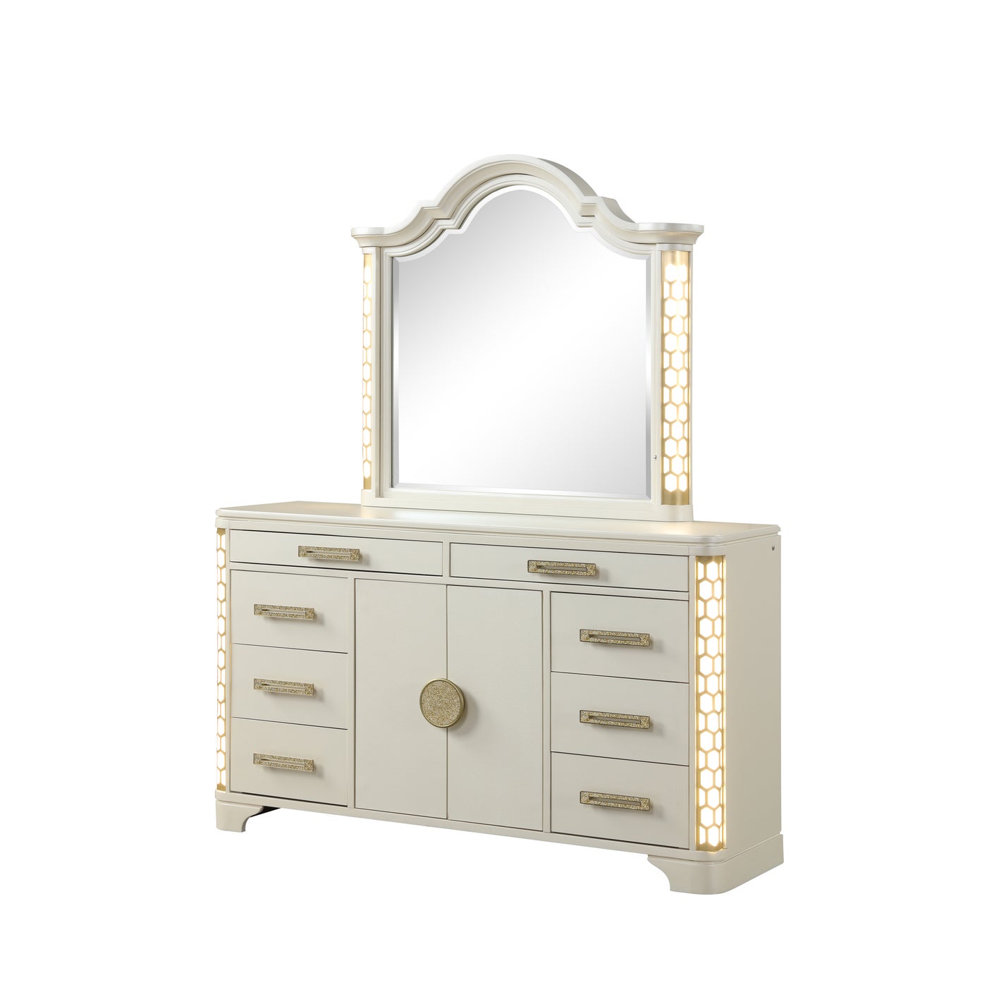Jasmine Unique LED 6PC Bedroom Set Beige 1291