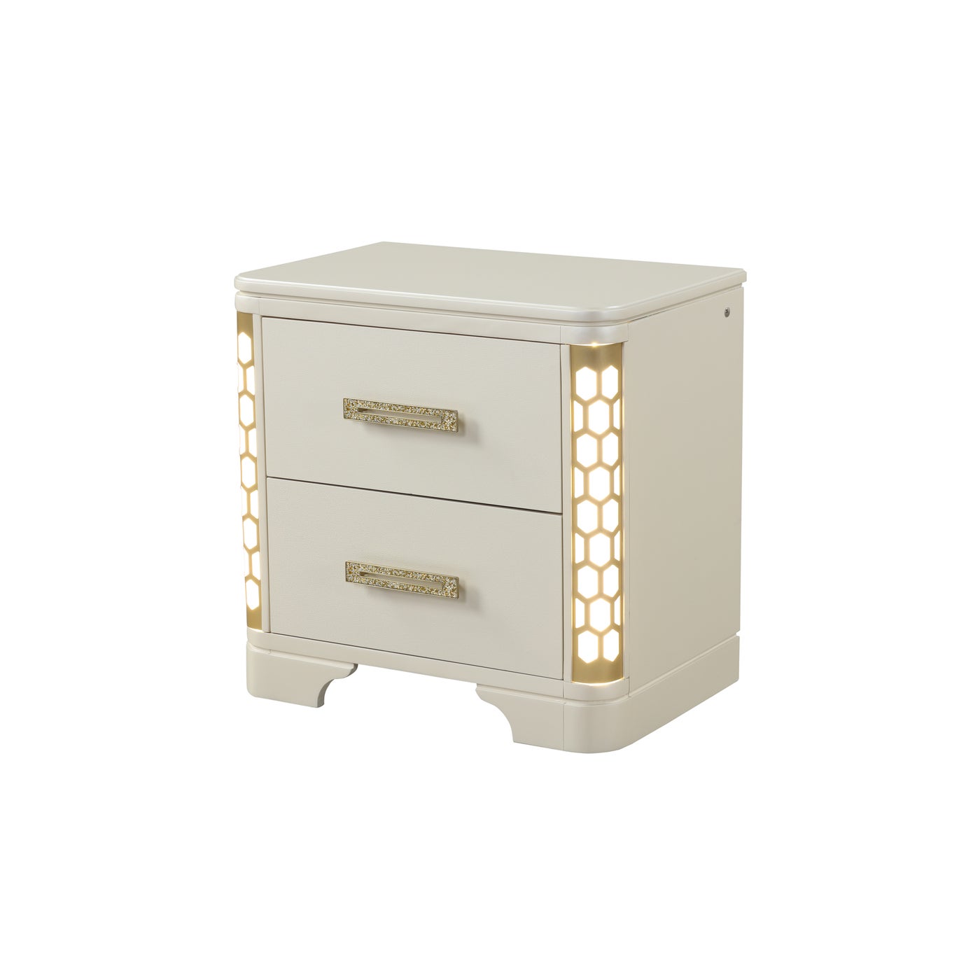 Jasmine Unique LED 2 Drawer Night Stand Beige 1291