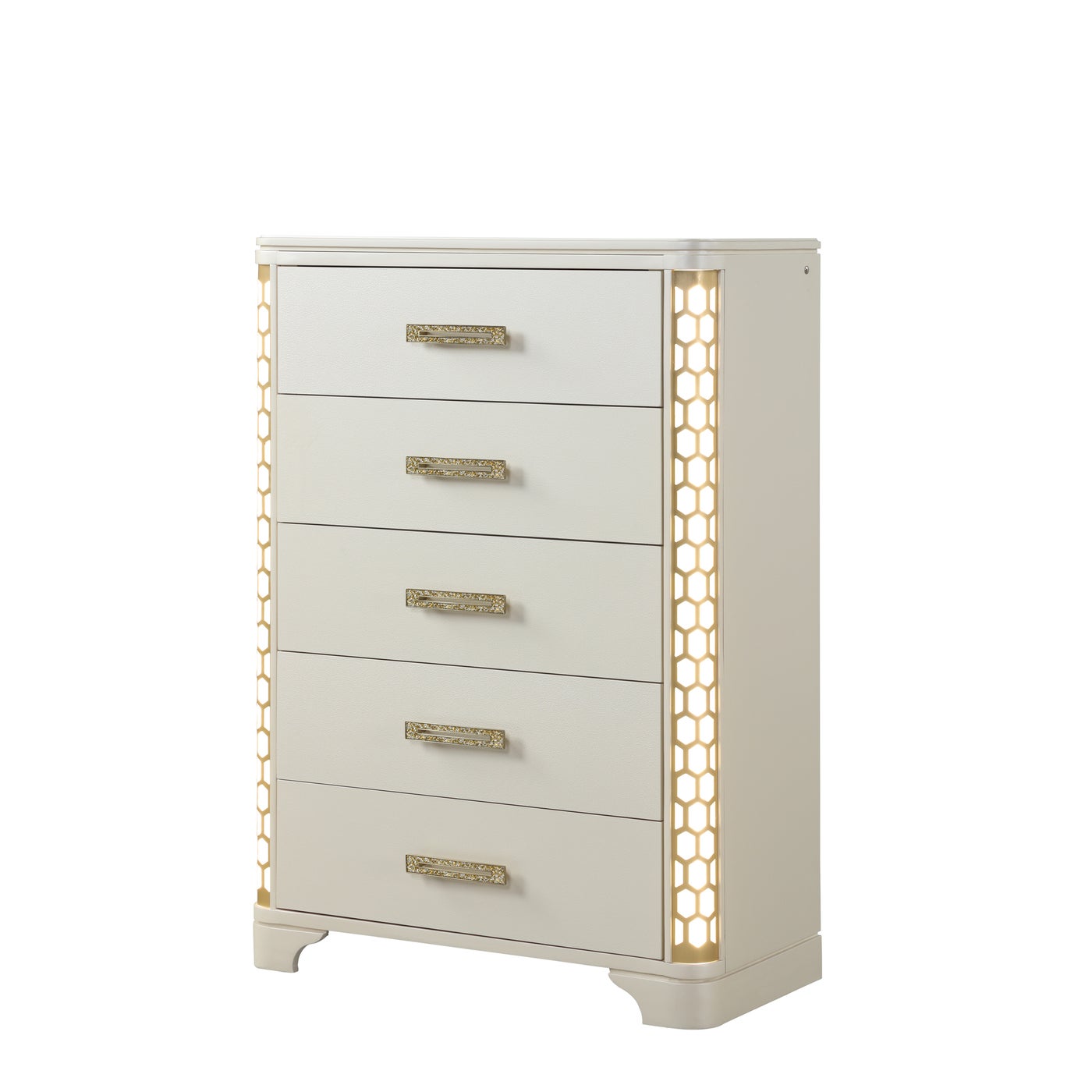Jasmine Unique LED 5 Drawer Chest Beige 1291