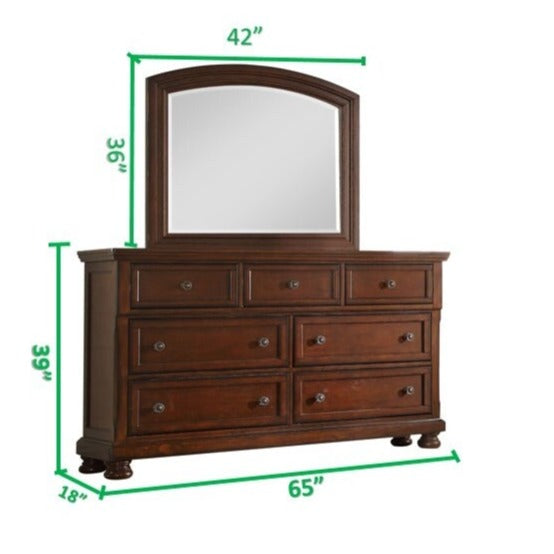 Austin Wooden Dresser & Mirror Dark Walnut 852