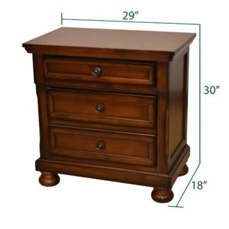 Austin Wooden 3 Drawer Night Stand Dark Walnut 852