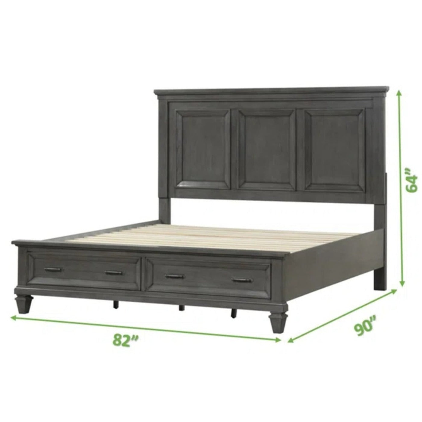 Hamilton Dark Gray Wooden Bed With Storage Footboard 1251