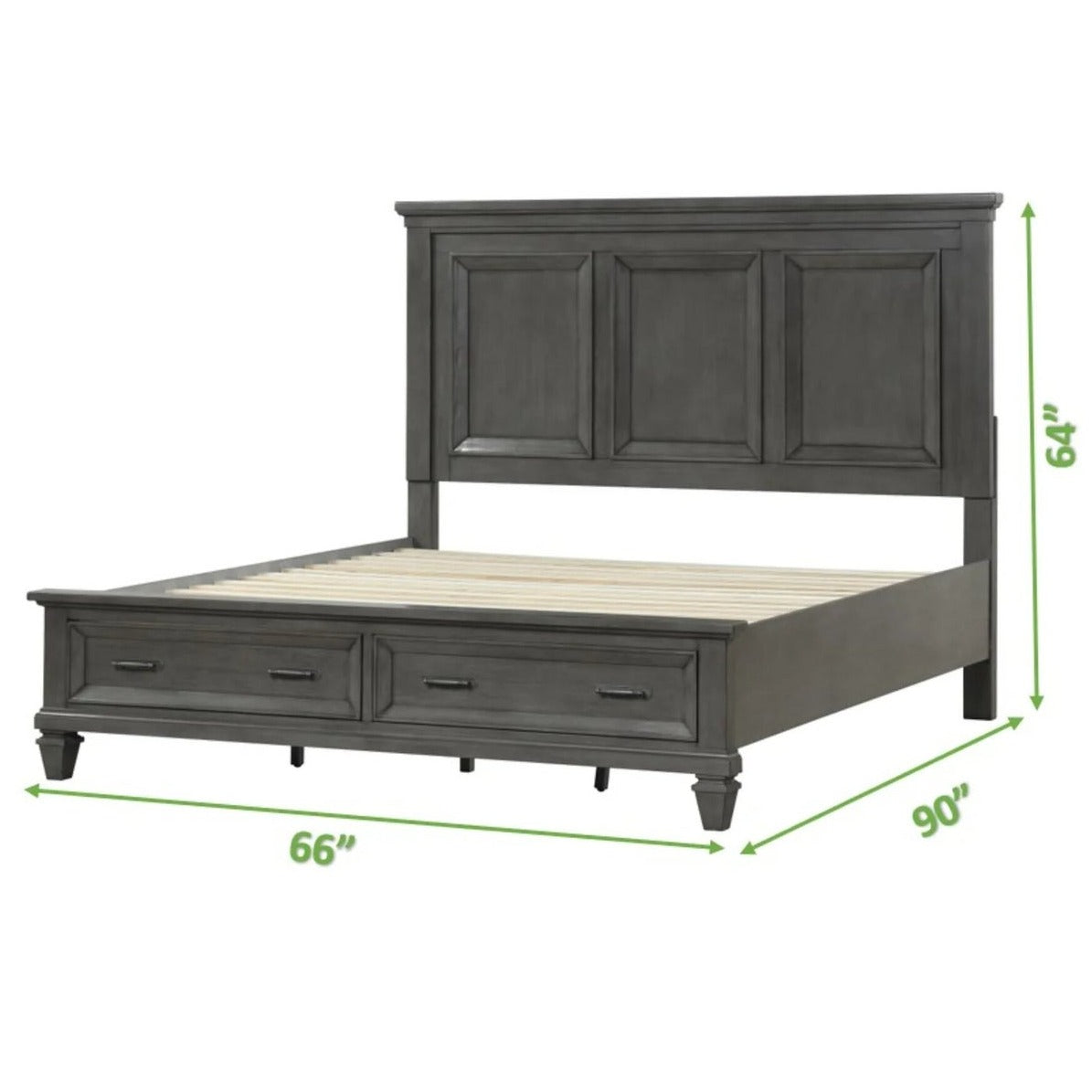 Hamilton Dark Gray Wooden Bed With Storage Footboard 1251