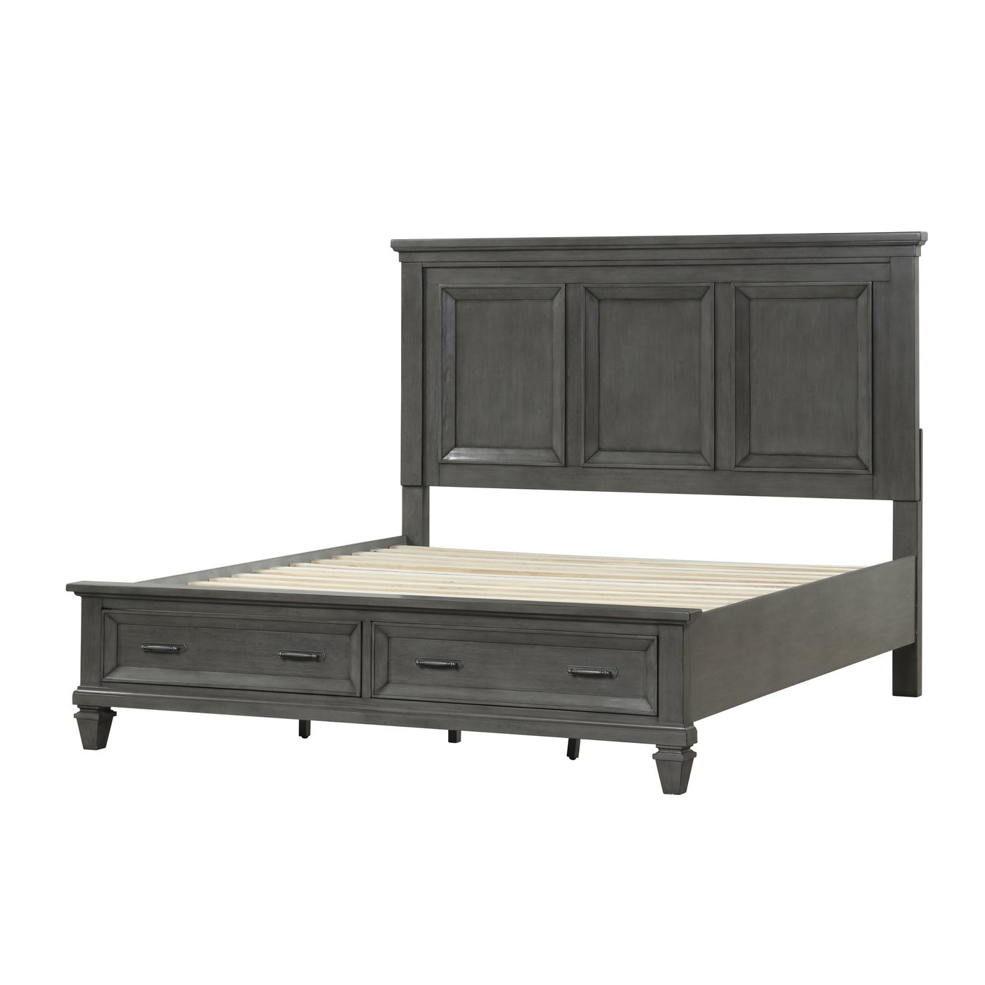 Hamilton Dark Gray Wooden Bed With Storage Footboard 1251