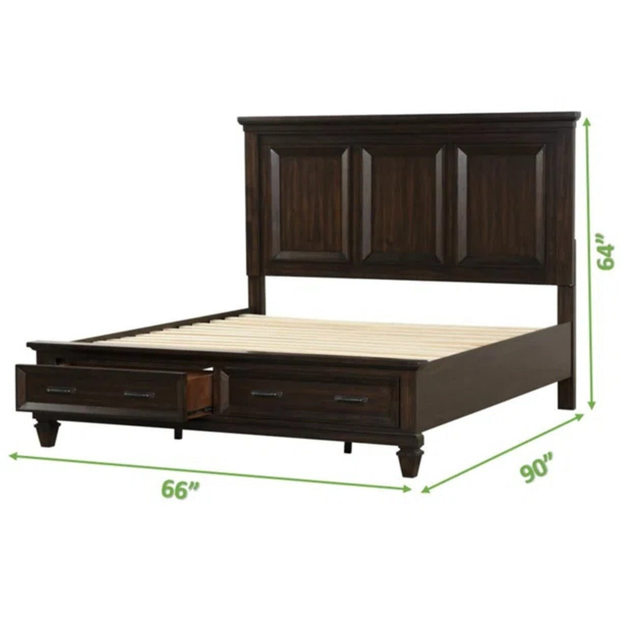 Hamilton Dark Walnut Wooden 8PC Bedroom Set With Storage Footboard 1251