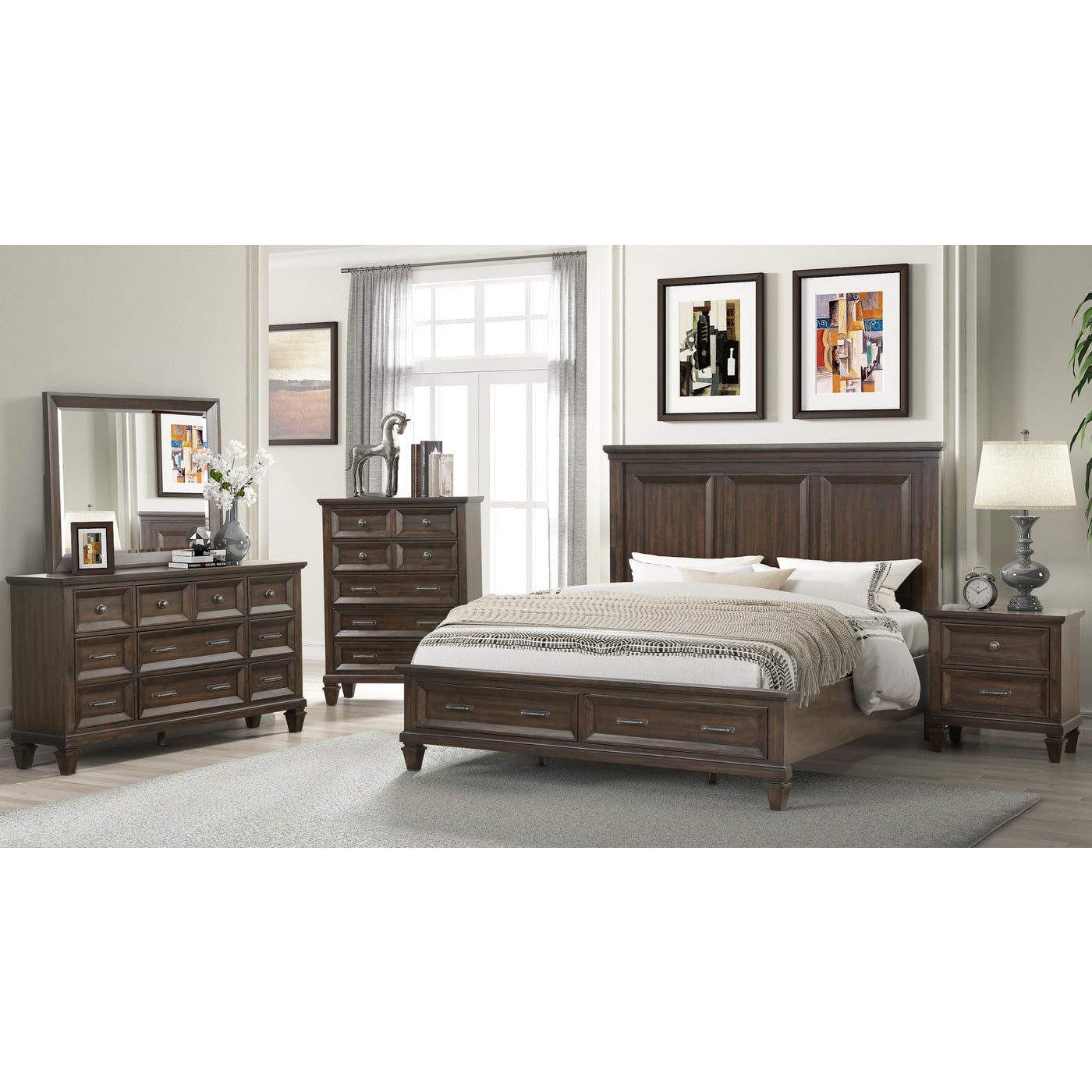 Hamilton Dark Walnut Wooden Bed With Storage Footboard 1251