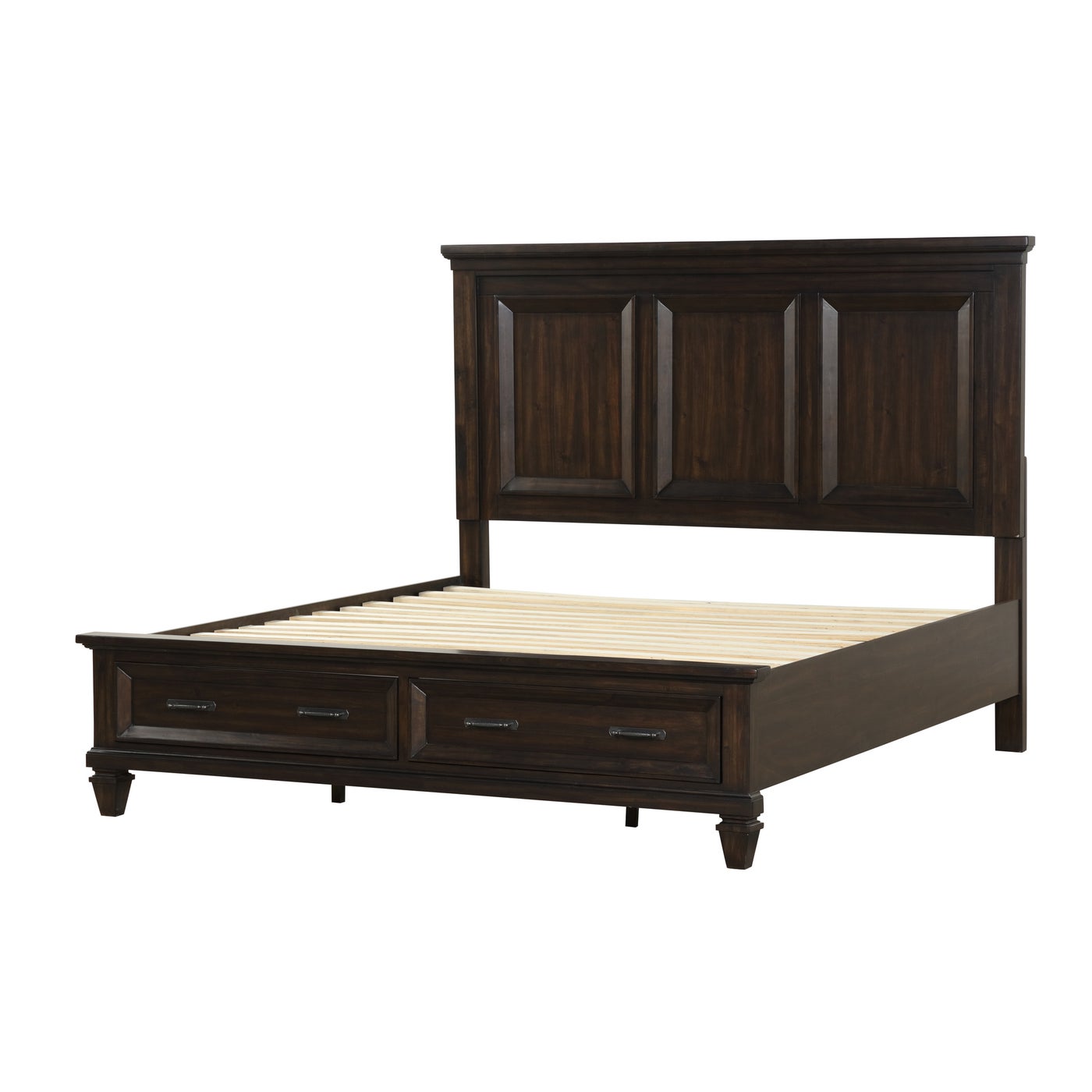 Hamilton Dark Walnut Wooden Bed With Storage Footboard 1251