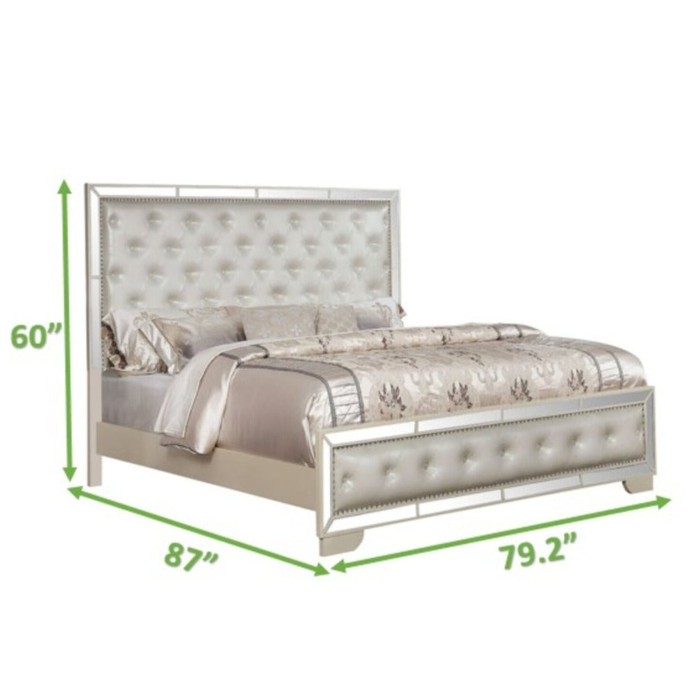 Contemporary Style Madison Bed With Upholstered Headboard & Footboard Beige 1221