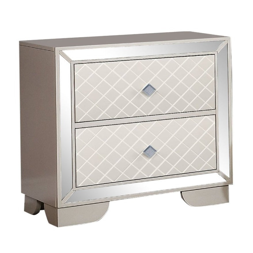 Contemporary Style Madison 2 Drawer Night Stand Beige 1221