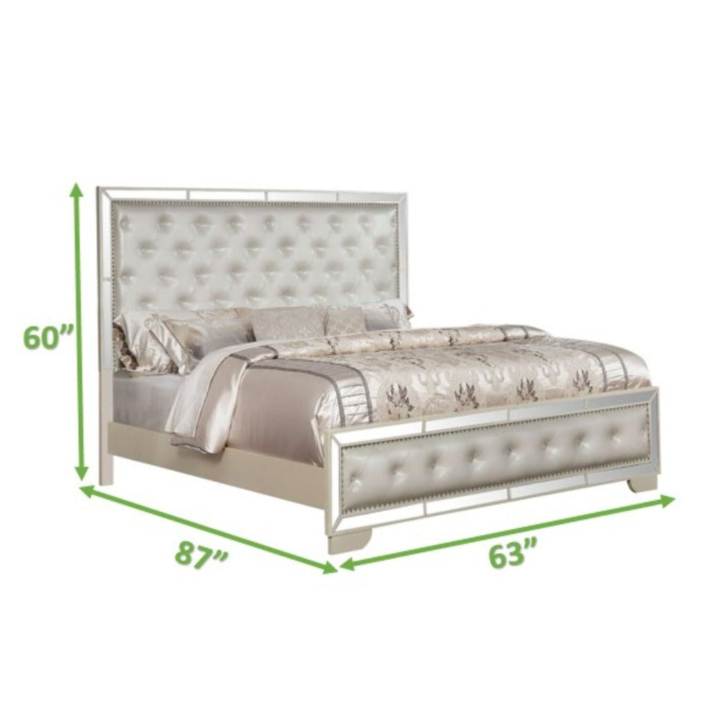 Contemporary Style Madison Bed With Upholstered Headboard & Footboard Beige 1221