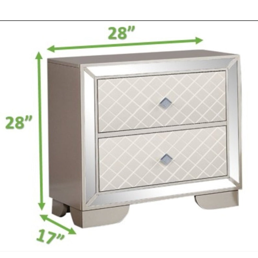 Contemporary Style Madison 2 Drawer Night Stand Beige 1221
