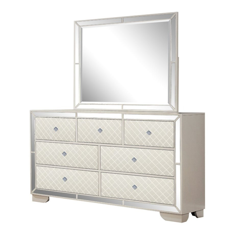 Contemporary Style Madison Dresser & Mirror Beige 1221