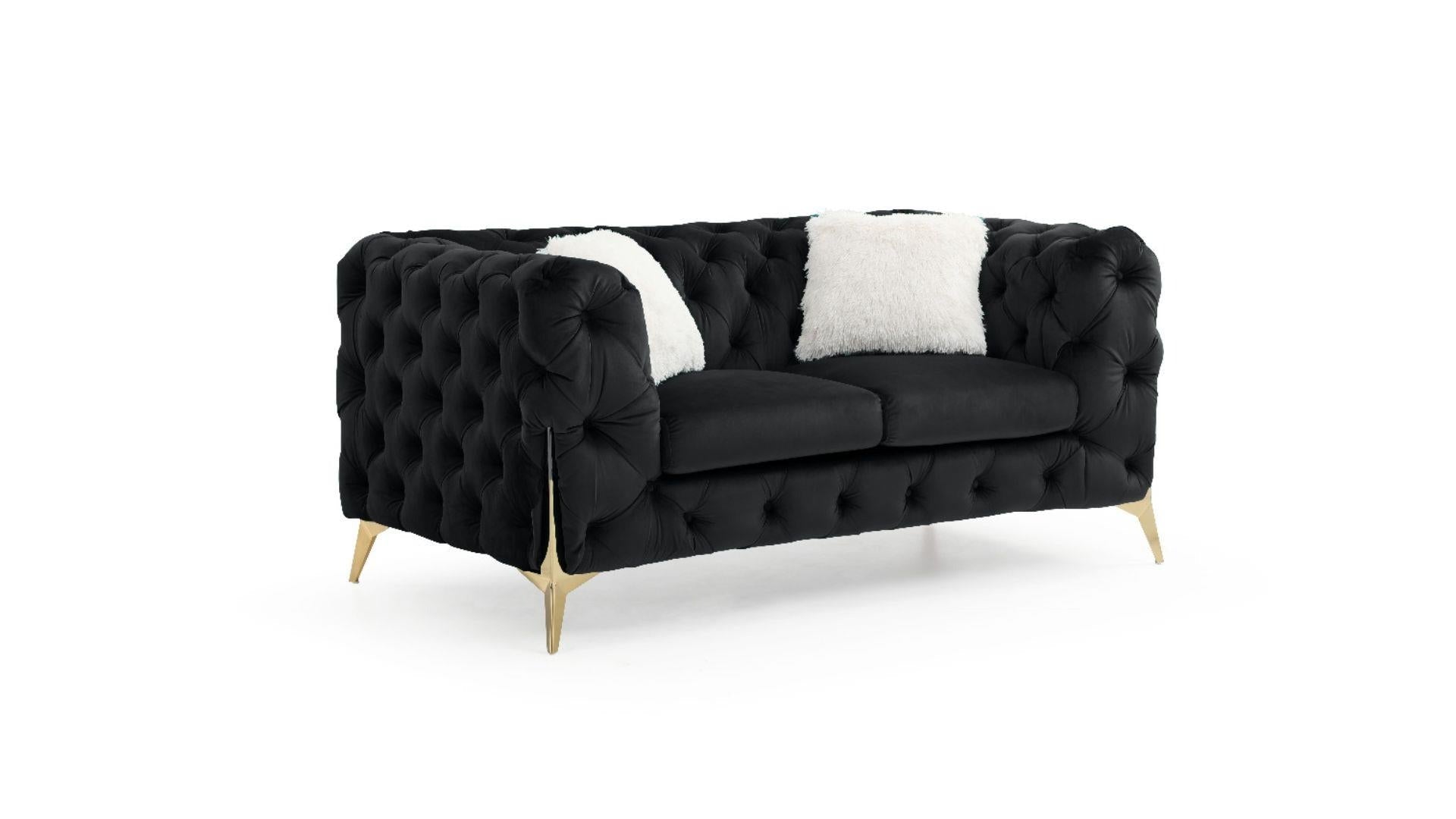 2PC Velvet Sofa Set 2011 Black