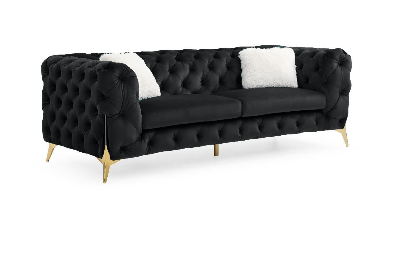 2PC Velvet Sofa Set 2011 Black