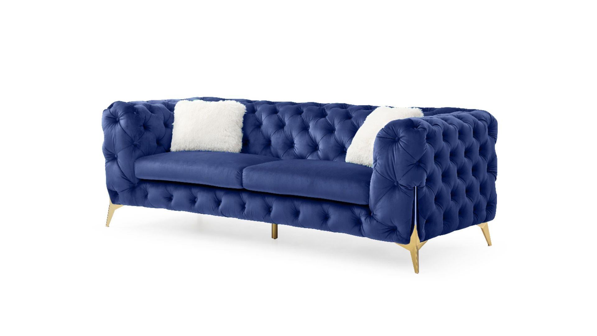 2PC Velvet Sofa Set 2011 Blue