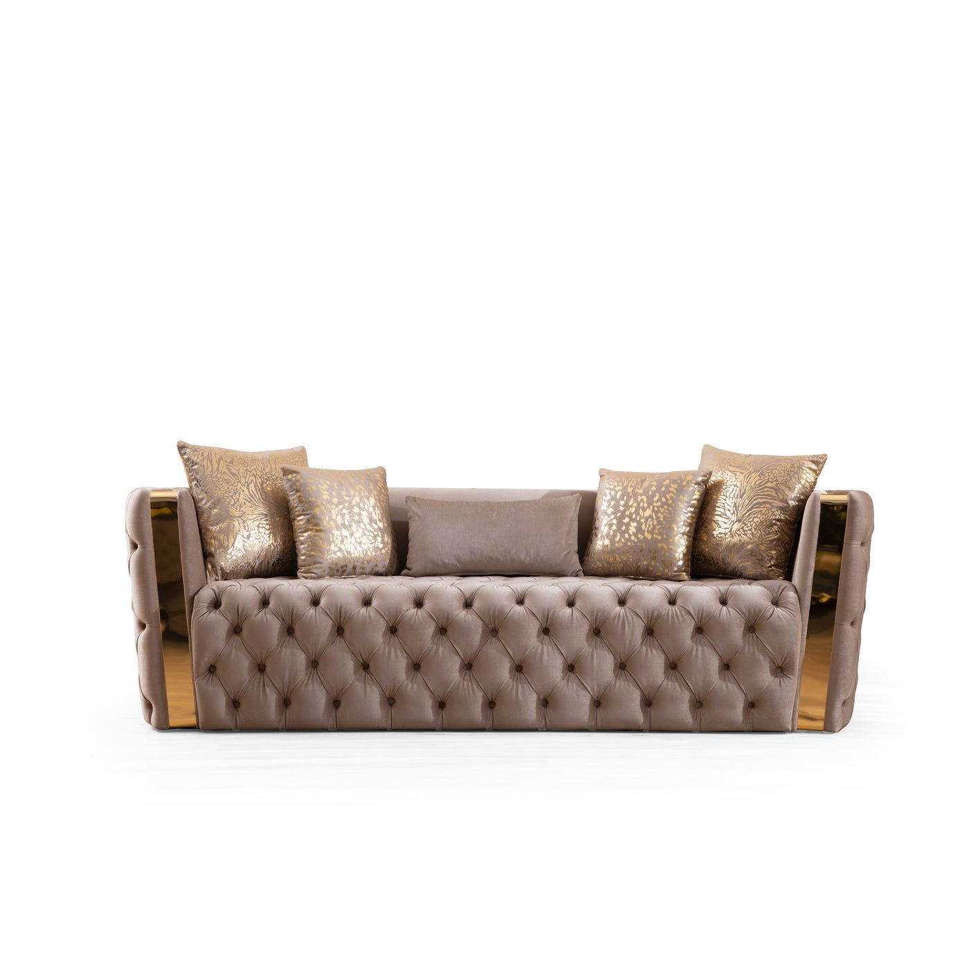 Naomi Taupe Velvet Sofa 7325