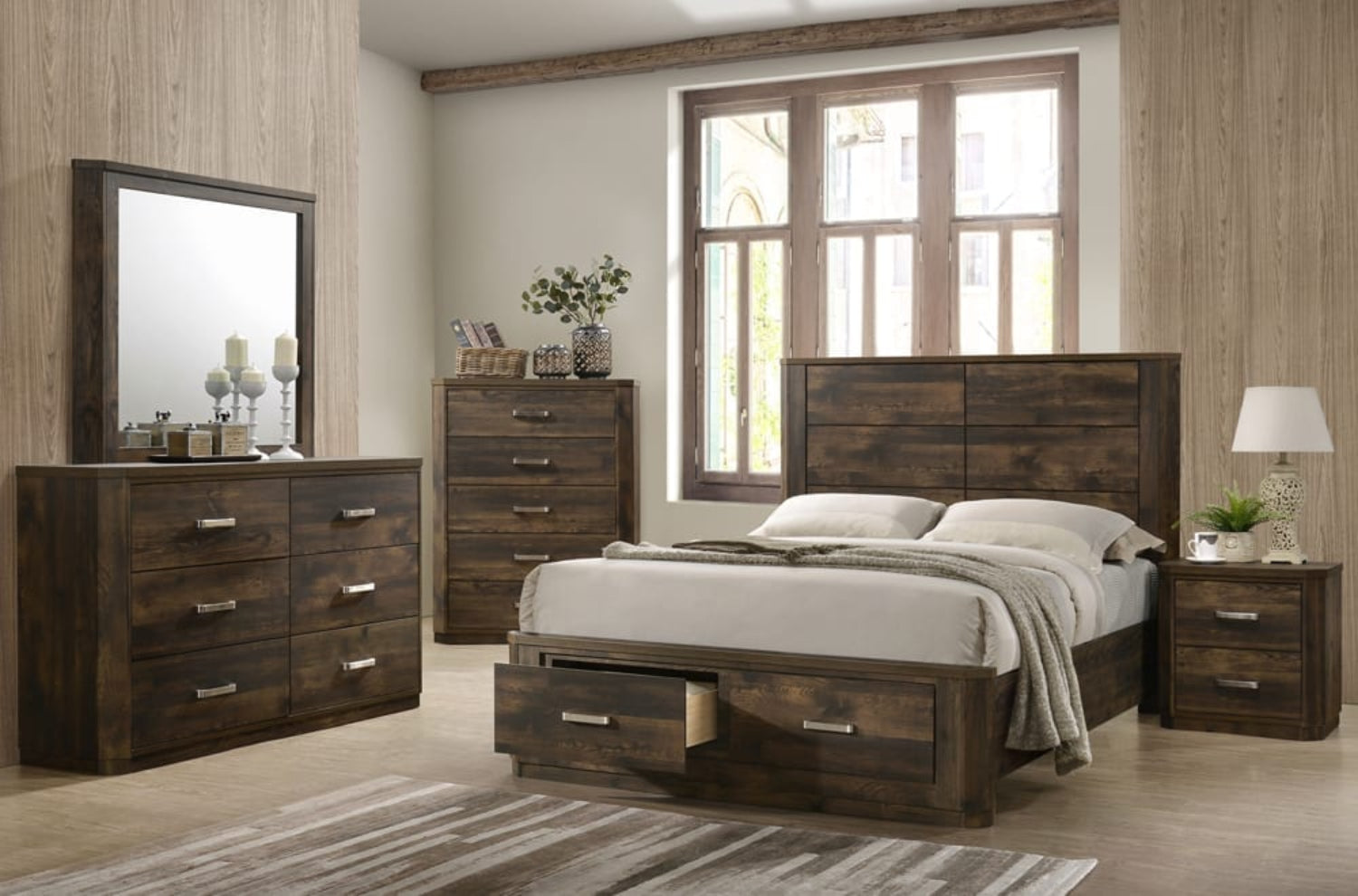 Walnut color bedroom set