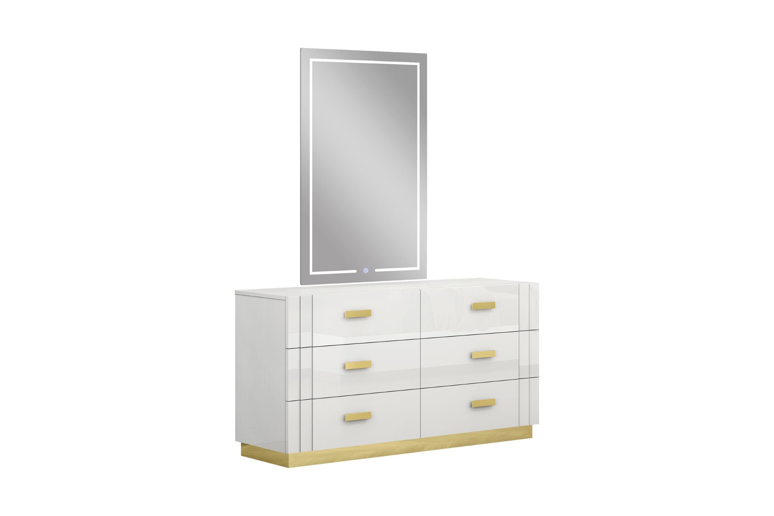 Tanner White & Gold Lacquer Dresser & Mirror SB804