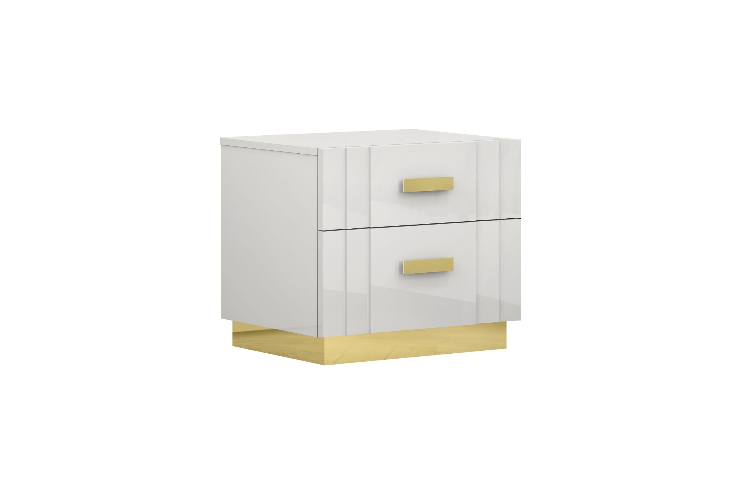 Tanner White & Gold Lacquer 2 Drawer Night Stand SB804