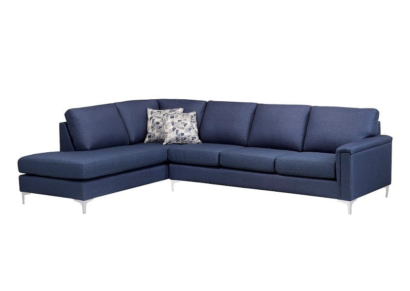 Canadian Made Hopkins Collection Fabric Sectional Sofa in PULSAR 304 BLUE 9814