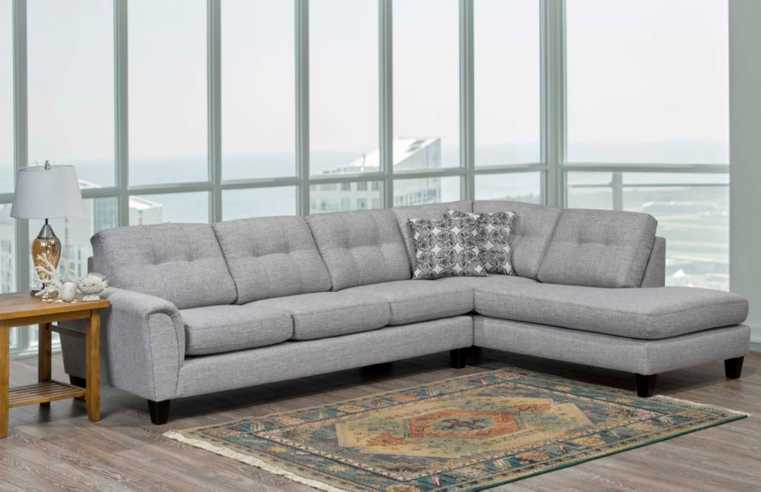 Canadian Made Jaden Collection Fabric Sectional Sofa in Grey 9825