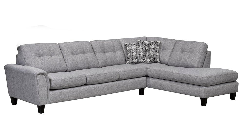 Canadian Made Jaden Collection Fabric Sectional Sofa in Grey 9825