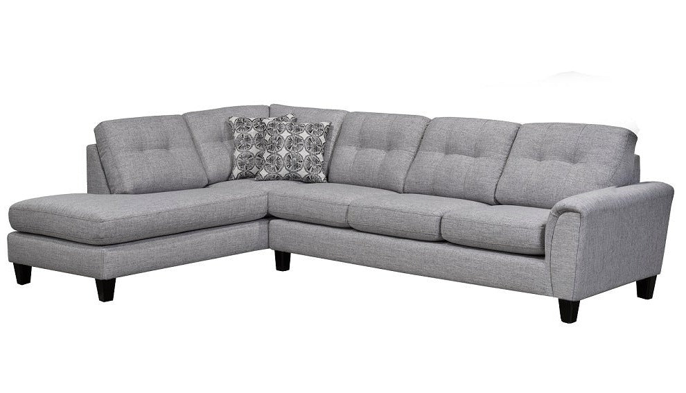 Canadian Made Jaden Collection Fabric Sectional Sofa in Grey 9825
