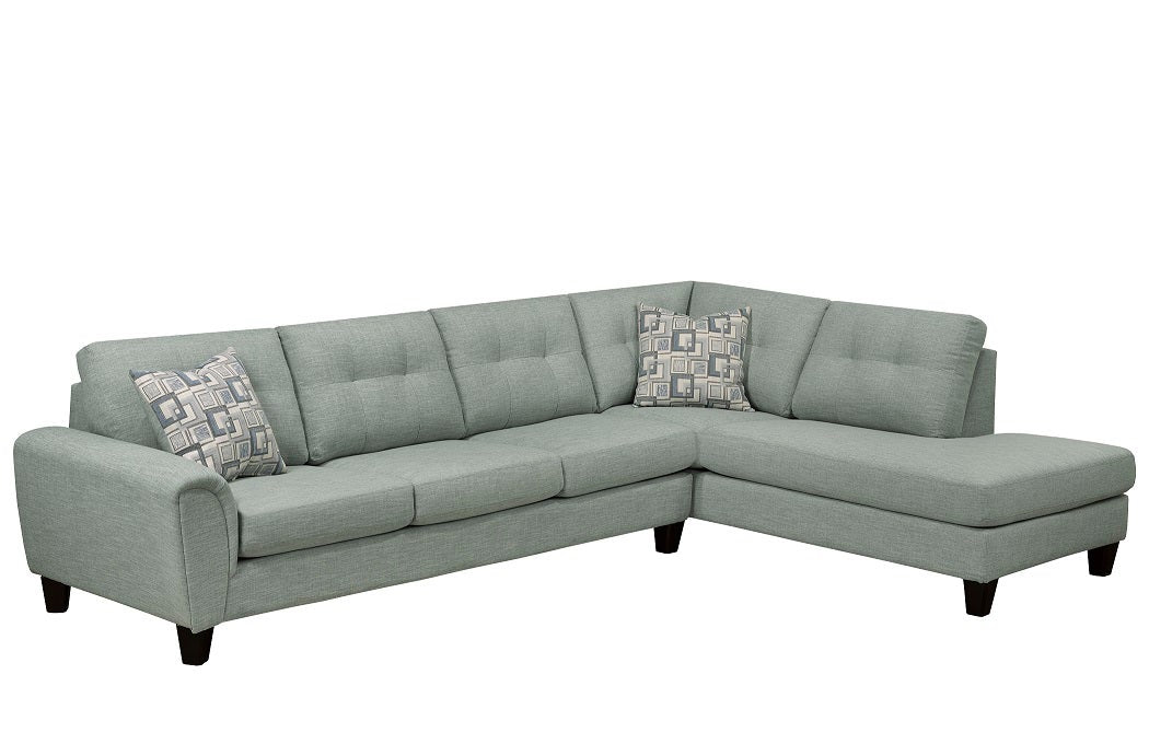 Canadian Made Jaden Collection Fabric Sectional Sofa in Truffle Sage 9825