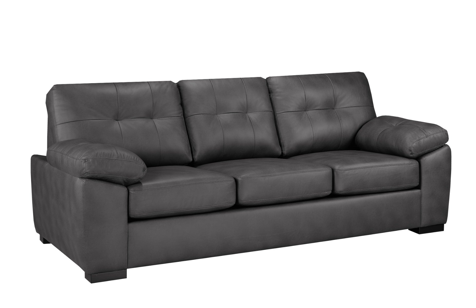Canadian Made Kalmar Leather Gel Charcoal Sofa 4392