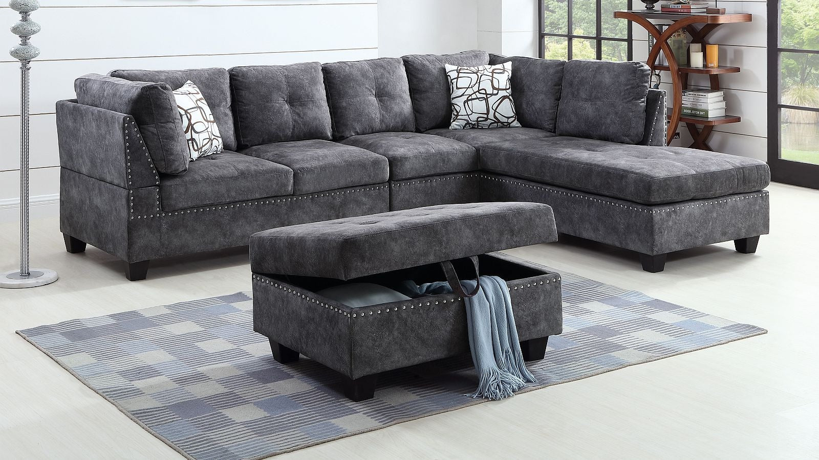 snow reversible Sectional Sofa Grey