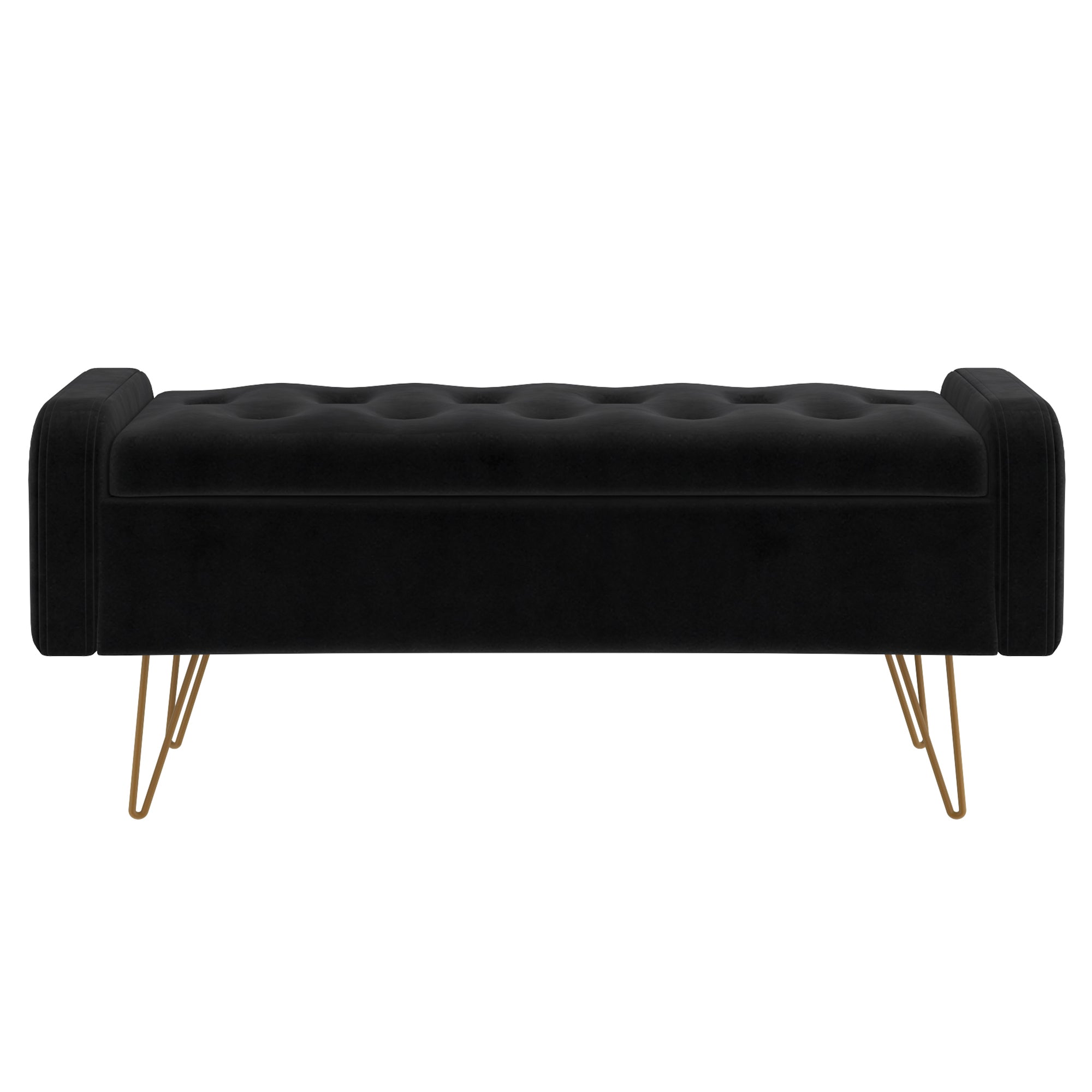 Sabel Storage Ottoman/Bench in Black and Aged Gold 402-549BLK/GL
