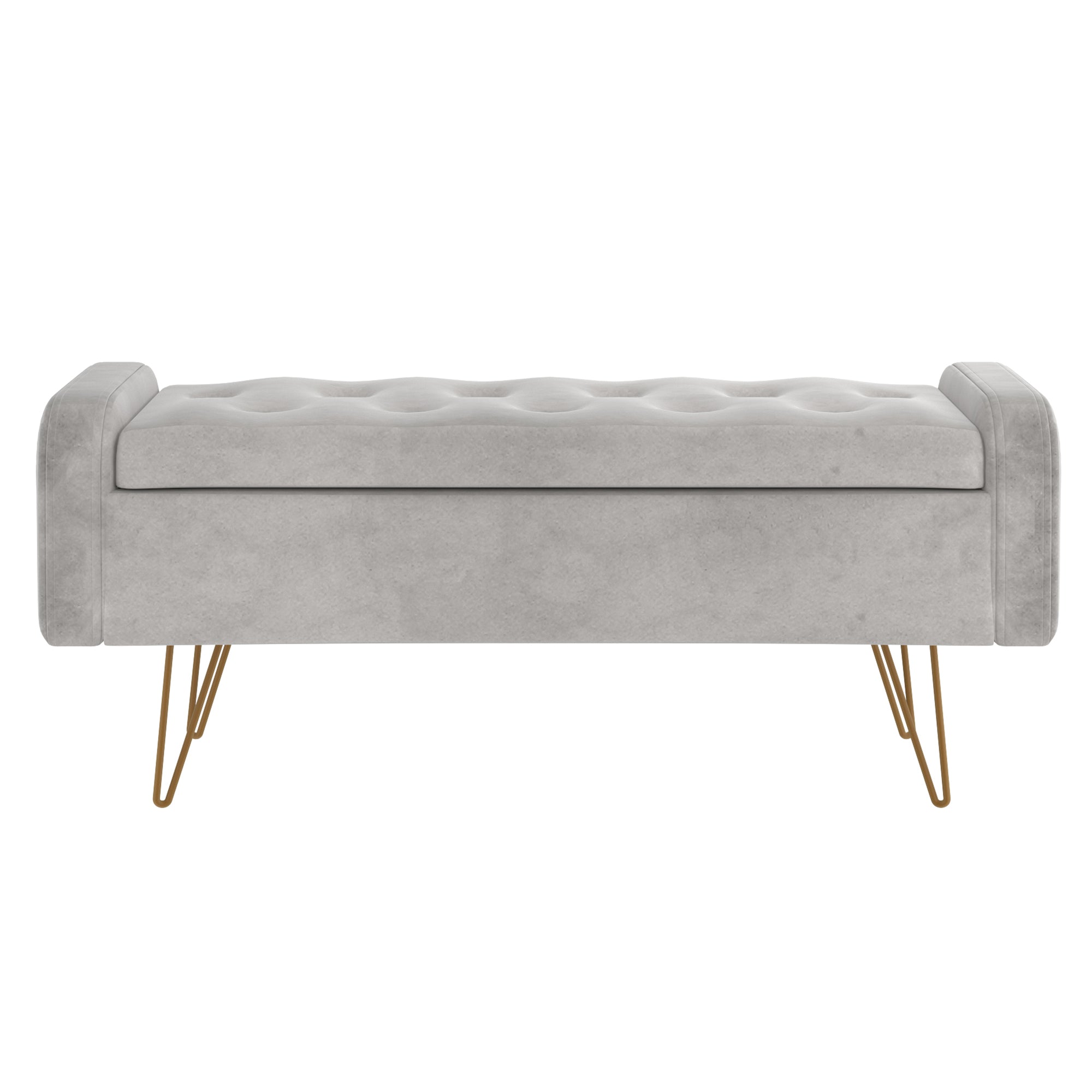 Sabel Storage Ottoman/Bench in Grey and Aged Gold 402-549GRY/GL