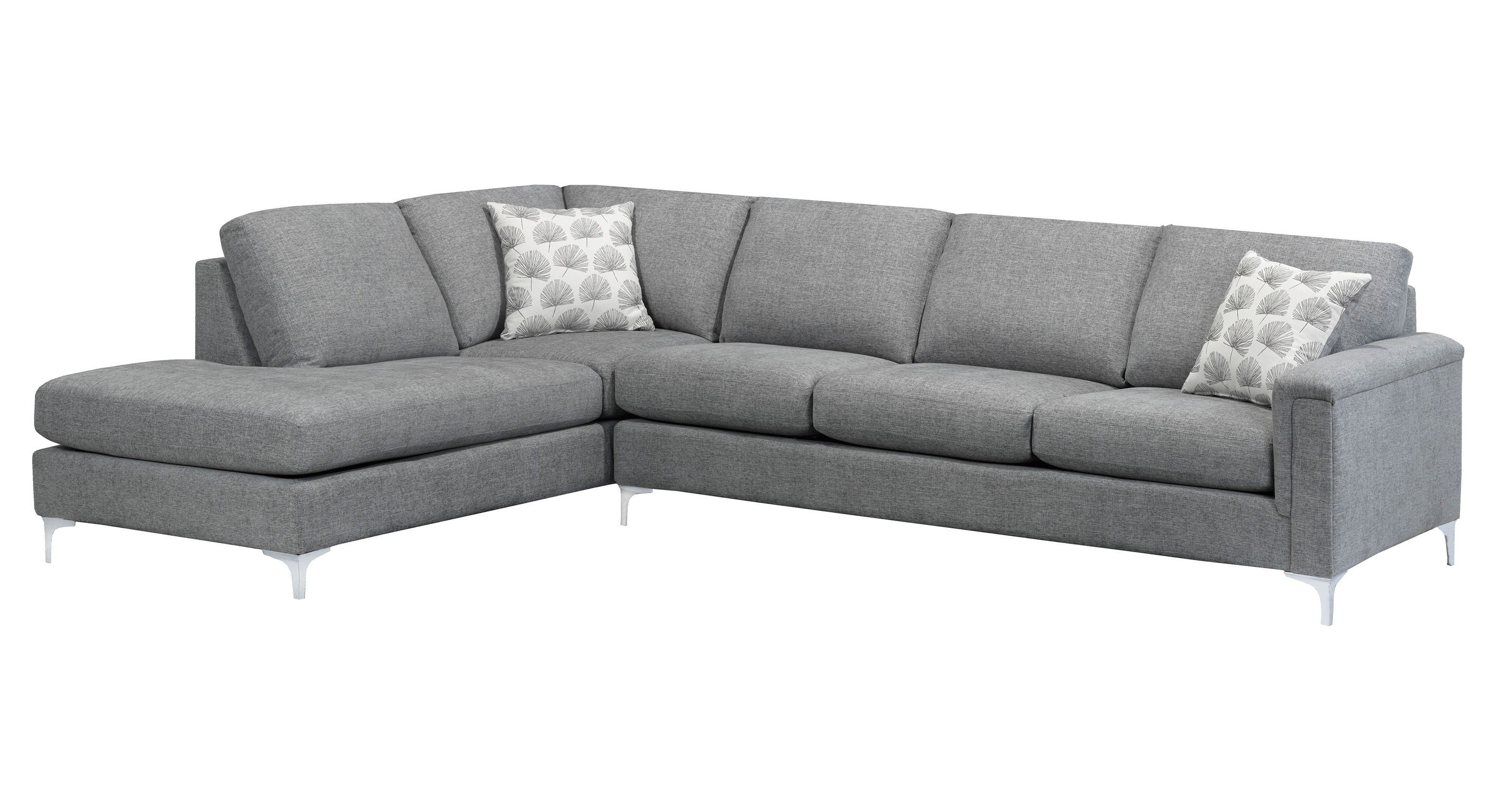 Canadian Made Hopkins Collection Fabric Sectional Sofa in Grey 9814