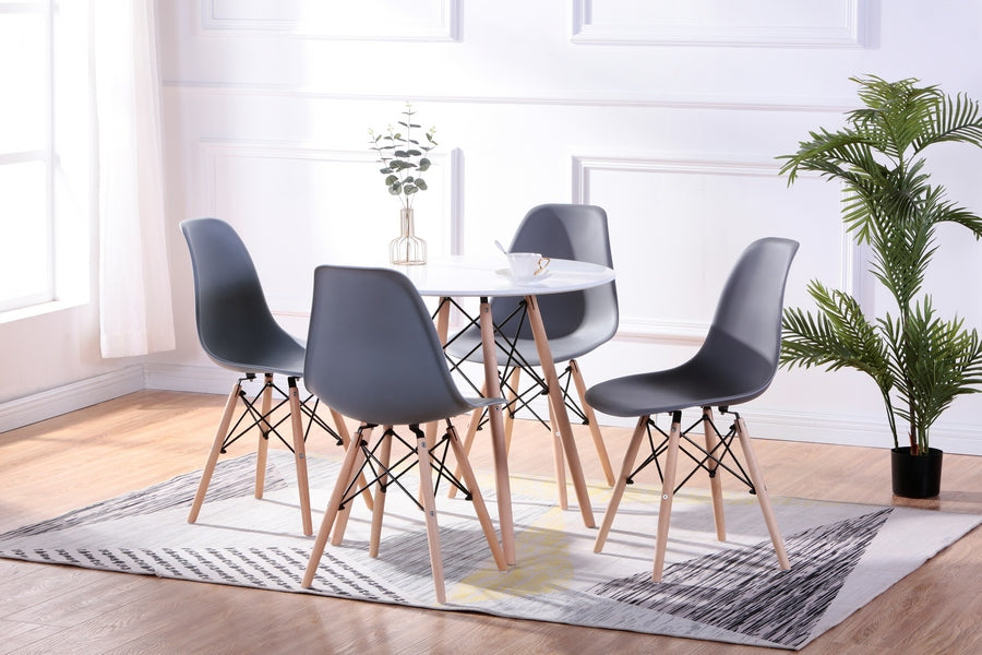 Round Lacquered Eiffel Dining Table with Grey Chairs IF-1405/1423